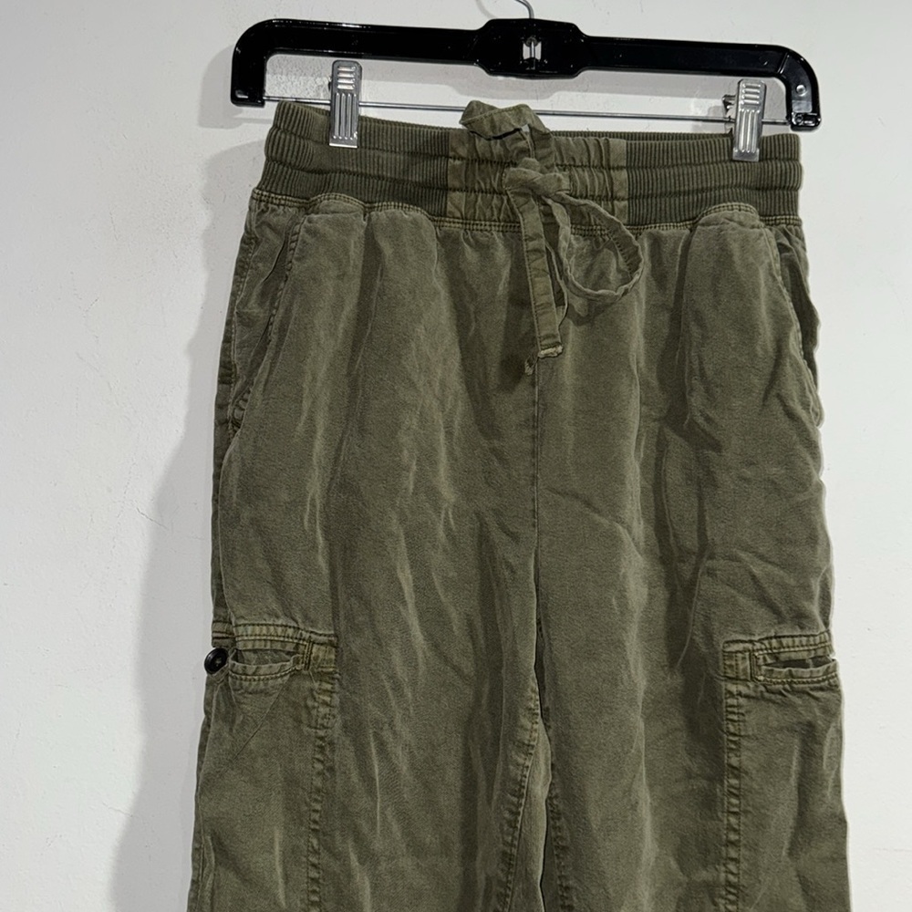Aerie Olive Green Cargo Jogger Pants pull on drawstring XS lounge cozy - Picture 2 of 3